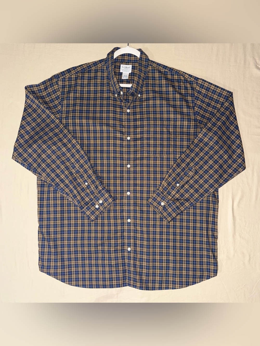L.L. Bean Men’s Blue and Brown Plaid Button-Down Shirt